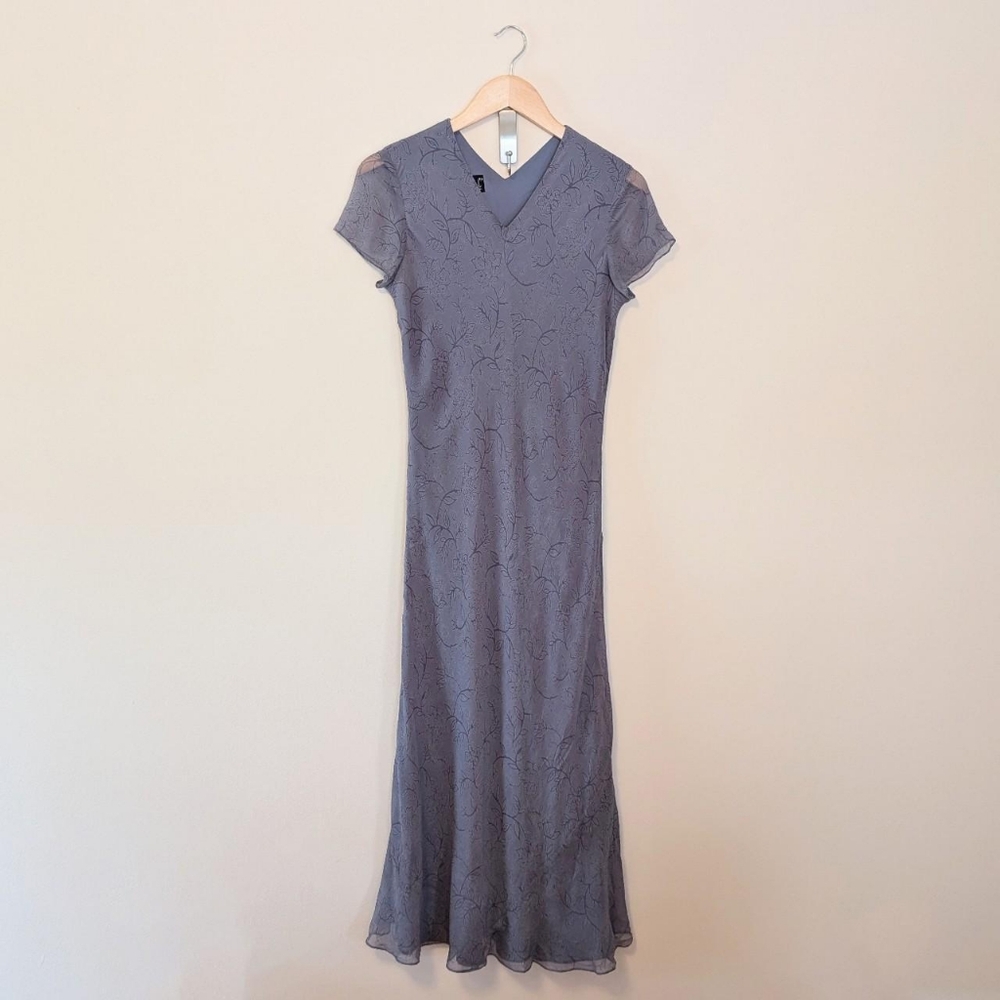 Vintage 90s Silk Floral Slip Dress Fairycore Whimsygoth Silk Maxi Dress